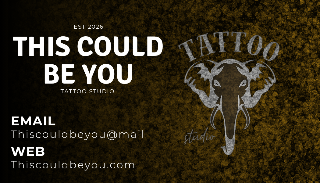 Dark gold tattoo studio business card design