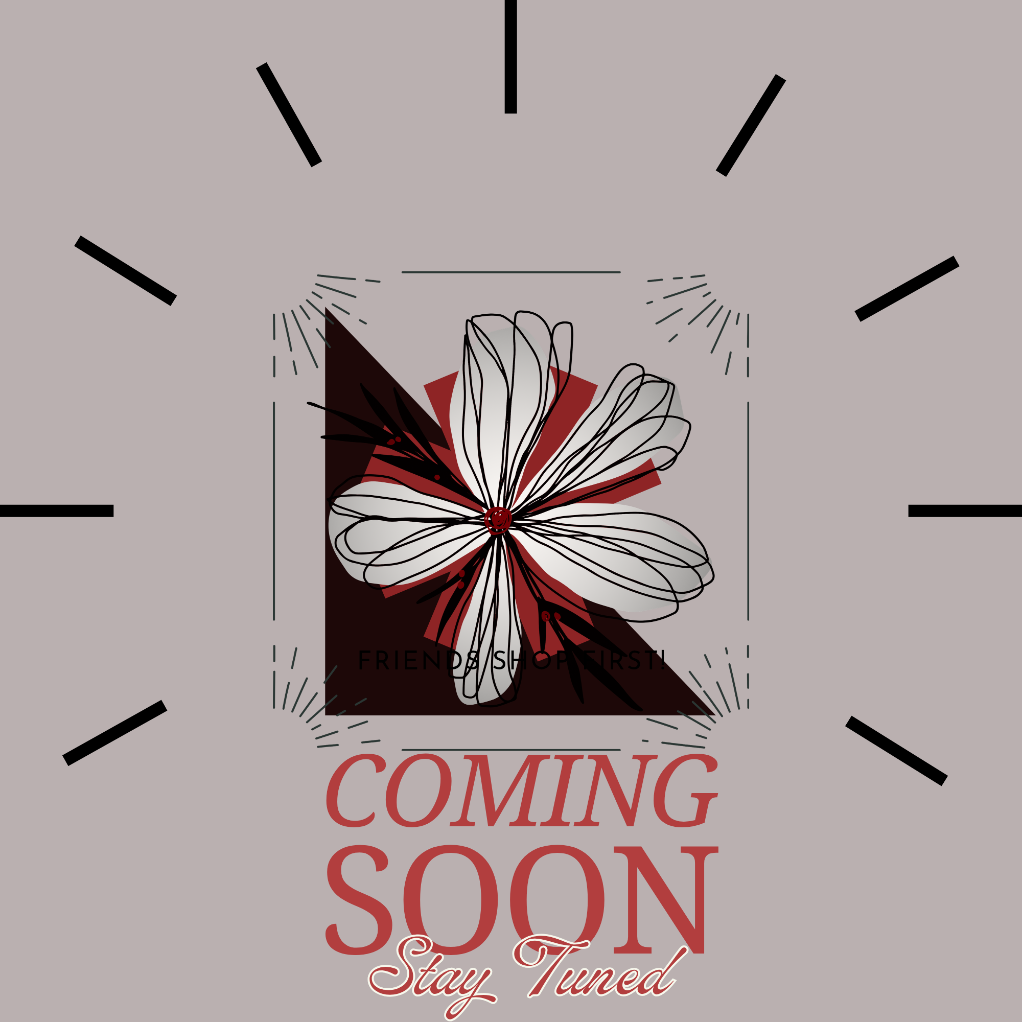 Minimal coming soon teaser design with floral illustration
