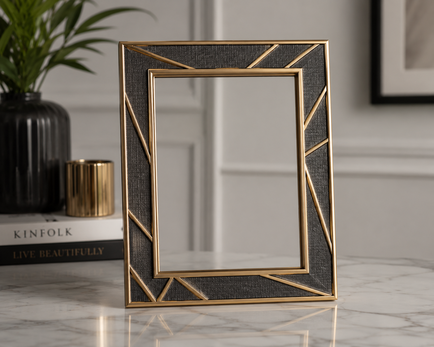 Deco Luxe ornate black frame with gold overlays